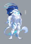  2021 abs andrius_(genshin_impact) anthro blue_body blue_fur canid canine canis digital_media_(artwork) fur genshin_impact hair hi_res ixkouu male mammal multicolored_body multicolored_fur muscular muscular_anthro muscular_male pecs simple_background solo two_tone_body two_tone_fur video_games white_body white_fur white_hair wolf 