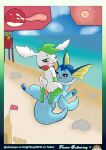  2021 absurd_res anus beach blush bodily_fluids butt cowgirl_position cum cumshot digital_media_(artwork) duo eeveelution ejaculation english_text erection female female_on_top female_penetrated feral from_front_position genital_fluids genitals happy happy_sex hi_res impregnation legendary_pok&eacute;mon looking_at_viewer looking_back lying male male/female male_on_bottom male_penetrating male_penetrating_female mammal nintendo on_back on_bottom on_top penetration penile penile_penetration penis penis_in_pussy pikachu pok&eacute;mon pok&eacute;mon_(species) portrait pussy raised_tail seaside sex shaymin sky_forme_shaymin tapering_penis text toony tsoup vaginal vaginal_penetration vaporeon video_games 