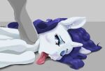  absurd_res asphyxiation blue_eyes choking equid equine female feral friendship_is_magic grey_background hasbro hi_res horn lying_on_ground mammal my_little_pony rarity_(mlp) rudestyle simple_background solo tongue tongue_out unicorn white_body 