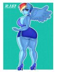  absurd_res anthro anthrofied big_breasts big_butt breasts butt clothed clothing dress equid equine female friendship_is_magic hi_res high_heels mammal my_little_pony pegasus rainbow_dash_(mlp) renegade-157 simple_background solo wide_hips wings 