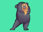  2021 anthro belly big_belly biped black_body black_fur black_nose fur green_background hi_res lentejota6 mammal multicolored_body multicolored_fur overweight simple_background solo spectacled_bear tremarctine two_tone_body two_tone_fur ursid 