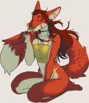  anthro breasts canid canine digital_media_(artwork) female fox hi_res junebuq kneelong mammal open_mouth smile solo teeth tongue 