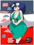  &lt;3 &lt;3_eyes 2019 absurd_res alcohol anthro beverage big_breasts blue_eyes blue_hair blush breakup breasts cleavage clothed clothing curvy_figure detailed_background dialogue digital_media_(artwork) domestic_pig dress english_text female fingers freckles hair hi_res hourglass_figure huge_breasts inkit89 mammal nipple_outline offscreen_character patty_(inkit89) sad shoulder_freckles solo suid suina sus_(pig) tan_body tan_skin teeth text thick_thighs tongue voluptuous wide_hips wine 