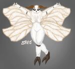  2021 5_fingers absurd_res animal_humanoid antennae_(anatomy) anthro arthropod arthropod_humanoid biped black_eyes black_sclera breasts brown_body brown_skin digital_drawing_(artwork) digital_media_(artwork) feet female fingers fluffy fur hi_res humanoid insect insect_humanoid insect_wings jose-497 lepidopteran moth non-mammal_breasts open_mouth signature simple_background smile solo standing thick_thighs tongue venezuelan_poodle_moth white_body white_fur wide_hips wings 