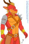  absurd_res anthro armor bulge clothing dragon drekkorwolfsoul hi_res male solo trex_drakonishenko 