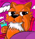  abstract_background absurd_res anthro beverage canid canine chest_tuft fantasy fox fur furniture glistening glistening_eyes half-closed_eyes hi_res jay_(jaythefox333) jaythefox333 liquid looking_at_viewer male mammal moon narrowed_eyes night orange_body orange_fur sitting solo tuft 