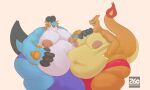  260 anthro belly belly_overhang belly_squish big_belly big_bulge big_nipples blue_body bulge bulge_frottage charizard claws clothed clothing deep_navel duo eyebrows eyewear fangs fire flaming_tail glasses hand_on_shoulder hand_on_stomach huge_bulge hyper hyper_bulge jay_(260) logan_(260) looking_at_another male male/male mega_evolution mega_swampert moob_grab moobs navel nintendo nipples obese obese_male open_mouth open_smile orange_body overweight overweight_male pok&eacute;mon pok&eacute;mon_(species) raised_eyebrows raised_tail red_eyes scalie simple_background smile speedo squish standing swimwear tongue topless topless_male video_games watermark white_body wide_hips yellow_body yellow_sclera 