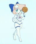  anime anthro ball basketball basketball_(ball) basketball_uniform berger_blanc_suisse blonde_hair bow_tie breasts canid canine canis clothed clothing cosplay domestic_dog felecity_love female fur gesture hair herding_dog hi_res kayraitzayana lola_bunny looney_tunes mammal no_navel open_mouth pastoral_dog pink_nose solo space_jam sport sportswear uniform warner_brothers watermark 
