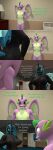  3d_(artwork) absurd_res anthro anthrofied arthropod big_breasts black_body breasts changeling clothing comic detailed_background dialogue digital_media_(artwork) dragon duo female friendship_is_magic hi_res male my_little_pony nipples papadragon69 purple_body queen_chrysalis_(mlp) spike_(mlp) undressing 