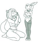  annie_hill anthro bow_tie clothing cougar counting_cougar duo eyes_closed fan_character felid feline female female/female hi_res kneeling lagomorph legwear leotard leporid mammal nickelodeon playboy_bunny rabbit redout student t.u.f.f._puppy teacher teacher_and_student teenager tights young 