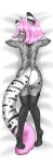  absurd_res anthro clothing dakimakura_design dark_spots domestic_cat felid feline felis female footwear fur fynncat genitals grey_body grey_fur hair hi_res mammal mixed_breed objorkin pink_hair pussy rear_view savannah_cat socks solo tongue tongue_out young 