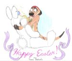  absurd_res bodily_fluids disney easter easter_bunny fur genital_fluids herpestid hi_res holidays hug inanimate_object male mammal meerkat messy peeing peeing_on_another peeing_on_face peeing_on_self plushie plushophilia tag the_lion_king timon timon-berkowitz toy traditional_media_(artwork) urine watersports wet wet_body wet_fur white_body white_fur 