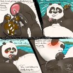  1:1 2021 anthro ari_guardian balls belly black_body black_fur black_nose comic dreamworks duo english_text erection eyes_closed father father_and_child father_and_son fur genitals giant_panda green_eyes hi_res humanoid_genitalia humanoid_penis incest_(lore) kung_fu_panda li_shan_(kung_fu_panda) male male/male mammal master_po_ping oral overweight overweight_male parent parent_and_child penis sex son text ursid water white_body white_fur 