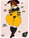  &lt;3 2019 3:4 antennae_(anatomy) anthro arthropod bee big_breasts big_butt black_body black_fur black_nipples black_sclera blush breasts butt chest_tuft curvy_figure dialogue digital_media_(artwork) english_text female fingers fur hair hand_on_hip hi_res honey_doo_(inkit89) hourglass_figure huge_breasts huge_butt hymenopteran inkit89 insect multicolored_body multicolored_fur nipples non-mammal_breasts nude red_hair simple_background smile solo text thick_thighs tuft voluptuous white_eyes wide_hips yellow_body yellow_fur 