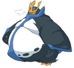  absurd_res anthro avian beak belly bird black_body empoleon feral flippers hi_res looking_at_viewer male morbidly_obese nintendo obese overweight penguin pok&eacute;mon pok&eacute;mon_(species) simple_background solo standing video_games white_belly zephy_03 