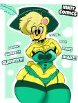  2019 anthro big_breasts big_butt blonde_hair blush breast_squish breasts butt cleavage clothed clothing collar corset curvy_figure dialogue digital_media_(artwork) disney english_text fangs feather_hat female fingers fur gummi_bears hair hand_on_breast hi_res hourglass_figure huge_breasts huge_butt inkit89 legwear lingerie looking_at_viewer mammal midriff panties simple_background simple_eyes smile solo squish stockings sunni_gummi talking_to_viewer teeth text thick_thighs topwear underwear ursid voluptuous wide_hips yellow_body yellow_fur 