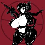  1:1 absurd_res animal_humanoid anthro arachnid arachnid_humanoid arthropod arthropod_humanoid big_breasts black_hair breasts digital_media_(artwork) fangs female gausscannon gun hair hi_res humanoid machine_gun muffet multi_arm multi_eye multi_limb nipple_outline non-mammal_breasts non-mammal_nipples ranged_weapon solo spider spider_humanoid undertale video_games weapon 