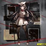  1girl assault_rifle banned_artist belt black_gloves black_hair black_legwear blue_eyes blush boots breasts cane dress full_body girls_frontline gloves gun hat highres howa_type_64_(girls_frontline) large_breasts long_hair looking_at_viewer magnifying_glass official_art open_mouth pantyhose parsley-f rifle ringlets short_dress solo standing weapon 