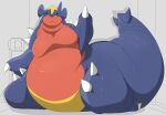  absurd_res ambiguous_gender anthro black_sclera blue_body blue_skin claws fangs feral garchomp hi_res horn immobile male morbidly_obese morbidly_obese_feral morbidly_obese_male nintendo obese obese_feral obese_male overweight overweight_ambiguous overweight_feral overweight_male pok&eacute;mon pok&eacute;mon_(species) red_body red_skin simple_background solo video_games weight_gain white_background yellow_body yellow_eyes yellow_skin zephy_03 