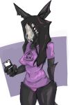  anthro bone canid canine cellphone clothing fangs female hair hi_res long_hair malo mammal panties phone scp-1471 scp-1471-a scp_foundation shirt skull slightly_chubby solo tight_clothing tight_shirt tight_topwear topwear underwear yamagah 