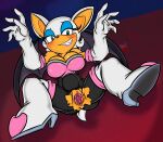  2020 absurd_res anthro armiv big_breasts breasts chiropteran clothed clothing female gaping gaping_pussy genitals grin hi_res looking_at_viewer lying mammal on_back on_model partially_clothed pussy rouge_the_bat smile solo sonic_the_hedgehog_(series) spread_legs spreading torn_clothing 
