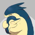  anthro belly blue_body cyndaquil dorobo_39 duo eyes_closed feral hi_res hug male male/male nintendo pok&eacute;mon pok&eacute;mon_(species) typhlosion video_games yellow_belly 