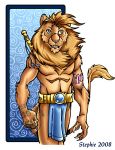  feline lady-cybercat lion male mammal melee_weapon muscular pantherine sword tattoo weapon 