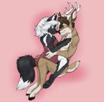  2018 anthro antlers biped black_nose cam_hartley canine caprisunvampire cervine cuddling dipstick_tail duo female fox fur hair horn isabella_(isafluff) male male/female mammal multicolored_tail nuzzling red_fox romantic_couple signature silver_fox straddling white-tailed_deer white_hair 