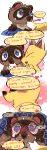  &lt;3 animal_crossing anthro bed blue_eyes blush brown_body brown_fur canid canine comic crazy_redd cupping_chin duo embarrassed english_text flirting fox fur furniture hi_res humor male male/male mammal nintendo orange_body orange_fur pupils raccoon_dog shandrawaka slit_pupils tanuki text tom_nook_(animal_crossing) video_games 