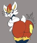 anthro big_breasts big_butt breasts butt cinderace disembodied_hand featureless_breasts female fur hi_res joaoppereiraus lagomorph leporid mammal nintendo orange_body orange_fur pok&eacute;mon pok&eacute;mon_(species) rabbit scarlett_(joaoppereiraus) solo sound_effects spanking surprised_expression thick_thighs video_games white_body white_fur 