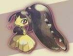  artist_name blush closed_mouth commentary_request full_body gen_3_pokemon hands_together heart looking_to_the_side mawile outline pokemon pokemon_(creature) red_eyes smile solo tansho 