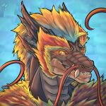  ai_long anthro dragon drakk_art hair hi_res male scalie simple_background solo 