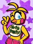  anthro avian beak big_eyes bird blue_eyes chicken clothing female five_nights_at_freddy&#039;s five_nights_at_freddy&#039;s_2 fur galliform gallus_(genus) hi_res juan_jo panties phasianid pink_clothing pink_panties pink_underwear simple_background simple_eyes solo toy_chica_(fnaf) underwear video_games yellow_body yellow_fur 