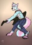  absurd_res anthro canid canine canis clothed clothing drakk_art fur guitar hair hi_res male mammal musical_instrument playing_guitar playing_music plucked_string_instrument solo string_instrument wolf 