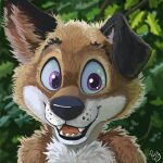  1:1 2021 anthro biscuit_(chipperwolf) black_ears black_nose blurred_background branch brown_body brown_fur bust_portrait canid canine canis cheek_tuft chest_tuft countershade_face countershading detailed_background digital_media_(artwork) domestic_dog facial_tuft fluffy fur glistening glistening_eyes head_tuft leaf looking_at_viewer male mammal multicolored_body multicolored_fur one_ear_up open_mouth open_smile pandapaco pink_inner_ear portrait purple_eyes shadow signature smile solo teeth teeth_showing tongue tuft two_tone_body two_tone_fur whisker_spots whiskers white_body white_fur 
