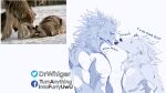  angry blep canid canine canis cross-popping_vein dr.whiger english_text hi_res licking licking_nose male mammal meme moon_moon muscular muscular_male redraw simple_background text tongue tongue_out watermark white_background wolf 
