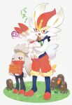  :o bright_pupils carrot cinderace commentary_request diglett dugtrio gen_1_pokemon gen_8_pokemon grass holding holding_carrot holding_pokemon izobe open_mouth orange_eyes paws pokemon pokemon_(creature) raboot scorbunny signature squiggle standing toes tongue tooth white_pupils 