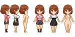  1girl breasts brown_eyes brown_hair commentary_request completely_nude expressionless from_side looking_at_viewer medium_breasts multiple_views nude original pixel_art profile short_hair solo testest 