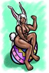  abs absurd_res animal_humanoid breasts cleavage clothed clothing dark_body dark_skin easter easter_bunny easter_egg female flexing grin hair hi_res holidays humanoid lagomorph lagomorph_humanoid long_hair looking_at_viewer mammal mammal_humanoid miruko muscular muscular_female muscular_humanoid my_hero_academia nipples nsfwulf nude pastel pinup pose red_eyes sitting smile solo thick_thighs white_hair 