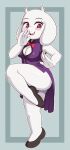 absurd_res anthro asian_clothing blush bovid caprine cleavage_cutout clothing eyelashes female fur goat hi_res huitu_c mammal smile solo thick_thighs toriel undertale video_games white_body white_fur wide_hips 