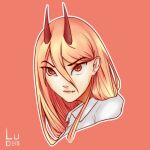  blonde_hair business_suit chainsaw_man crosshair_pupils demon_girl fang fangs formal horns power power_(chainsaw_man) red_horns smile suit teeth uniform 