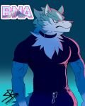  absurd_res anthro blue_body blue_fur brand_new_animal canid canine canis fur grey_eyes hi_res jewelry male mammal muscular muscular_anthro muscular_male neck_tuft necklace shirou_ogami solo sportswear studio_trigger sybervenn tuft wolf 