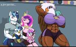  abs anthro avian beak bench big_breasts blush breasts cleavage clothed clothing crown daughter droll3 duo equid equine european_mythology father father_and_child father_and_daughter father_and_son female flag footwear friendship_is_magic gilda_(mlp) greek_mythology gryphon hand_behind_head hasbro hi_res hippogriff holding_child horn horse humanoid looking_at_another looking_back male male/female mammal mature_female mother mother_and_child mother_and_daughter mother_and_son muscular muscular_anthro muscular_female my_little_pony mythological_avian mythology parent parent_and_child pony princess_cadance_(mlp) shining_armor_(mlp) shirt shoes son sports_panties t-shirt topwear towel towel_around_neck unicorn winged_unicorn wings 