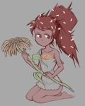  anthro clothing dandruff dress female flaky_(htf) flower grey_background hair happy_tree_friends hi_res humanoid mammal melpothalia plant ponytail porcupine quills red_eyes red_hair rodent simple_background smile solo sundress sunflower 
