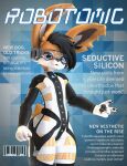  3d_(artwork) absurd_res ambiguous_gender android anthro basedvulpine bodysuit canid canine canis clothing cover detroit:_become_human digital_media_(artwork) duckyawesome_(character) eyewear fishnet fur goggles hi_res hobkin hybrid jackal lagomorph leporid lips long_ears machine magazine_cover mammal orange_body orange_eyes orange_fur rabbit robot short_stack skinsuit solo tight_clothing translucent visor wide_hips 