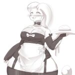  1:1 2021 4_fingers absurd_res antennae_(anatomy) anthro anthrofied apron big_breasts blush bow_tie breasts burger choker chubby_anthro chubby_female cleavage clothed clothing curled_tail dragon eyelashes female fingerless_gloves fingers food garter_straps gloves goodra greyscale handwear hi_res holding_plate jewelry legwear looking_down maid_uniform monochrome necklace nintendo open_mouth open_smile pok&eacute;mon pok&eacute;mon_(species) portrait shizumoh sketch slime smile solo standing stockings thick_thighs thigh_highs three-quarter_portrait uniform video_games wide_hips 