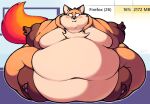  2020 anthro blush canid canine cheek_tuft chest_tuft chubby_cheeks countershading dipstick_limbs facial_tuft fire firefox flaming_tail fox fur immobile looking_at_viewer male mammal moobs morbidly_obese morbidly_obese_anthro morbidly_obese_male nude obese obese_anthro obese_male orange_body orange_fur overweight overweight_anthro overweight_male red_eyes simple_background sitting solo tuft unixcat white_body white_countershading windows_10 