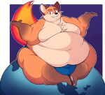  2020 anthro bulge canid canine cheek_tuft chest_tuft chubby_cheeks clothed clothing countershading dipstick_limbs earth facial_tuft fire firefox flaming_tail fox fur hi_res looking_at_viewer macro male mammal moobs morbidly_obese morbidly_obese_anthro morbidly_obese_male obese obese_anthro obese_male orange_body orange_fur overweight overweight_anthro overweight_male purple_background red_eyes shrug simple_background sitting smile solo tuft underwear underwear_only unixcat white_body white_countershading 