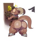  2019 anthro big_butt blush bottom_heavy butt caught clothed clothing curvy_figure edit faceless_character faceless_male female flat_chested hi_res horn huge_butt human kobold lizard male mammal partially_clothed piko reptile scalie short_stack sssonic2 surprise thick_thighs voluptuous 