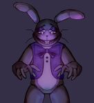  2020 anthro bottomless bow_tie buckteeth clothed clothing digital_drawing_(artwork) digital_media_(artwork) five_nights_at_freddy&#039;s five_nights_at_freddy&#039;s_vr:help_wanted glitchtrap lagomorph leporid looking_down male mammal mechanical_jaws open_mouth open_smile partially_clothed purple_eyes rabbit smile solo stitch_(sewing) teeth topwear topwear_only vest vest_only video_games whiskers 